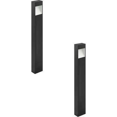 2 Pack Ip44 Outdoor Led Pedestal Lights In Anthracite - Modern Square Design - image 1