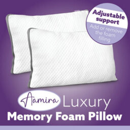 Aamira Luxury Shredded Memory Foam Bed Pillow 70X45Cm 2 Pack, Orthopaedic Neck Back & Side Support, Bamboo Washable Cover - thumbnail 9