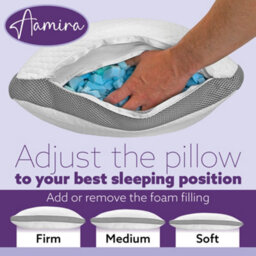 Aamira Luxury Shredded Memory Foam Bed Pillow 70X45Cm 2 Pack, Orthopaedic Neck Back & Side Support, Bamboo Washable Cover - thumbnail 5