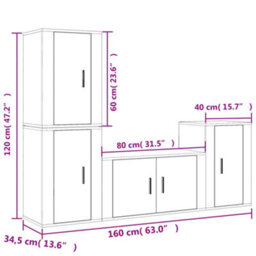 Berkfield 4 Piece Tv Cabinet Set Concrete Grey Engineered Wood - thumbnail 7