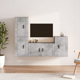 Berkfield 4 Piece Tv Cabinet Set Concrete Grey Engineered Wood - thumbnail 1