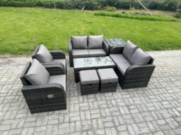 Fimous 8 Piece Rattan Garden Furniture Set Outdoor Patio Sofa, Table And Chairs Garden Table Ideal For Pool Side, Balcony, Outdoor - thumbnail 2