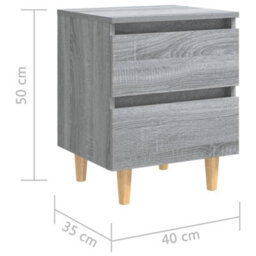 Berkfield Bed Cabinets With Solid Wood Legs 2 Pcs Grey Sonoma 40X35X50 Cm - thumbnail 9