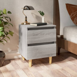 Berkfield Bed Cabinets With Solid Wood Legs 2 Pcs Grey Sonoma 40X35X50 Cm - thumbnail 1
