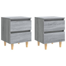 Berkfield Bed Cabinets With Solid Wood Legs 2 Pcs Grey Sonoma 40X35X50 Cm - thumbnail 2