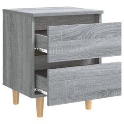 Berkfield Bed Cabinets With Solid Wood Legs 2 Pcs Grey Sonoma 40X35X50 Cm - thumbnail 6