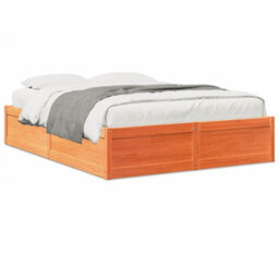 Berkfield Bed Frame Without Mattress Wax Brown 150X200 Cm King Size Solid Wood Pine - thumbnail 2