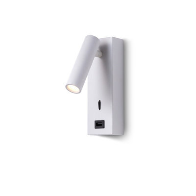 Ultra Beam Lighting Ultrabeam White Wall Mounted Bedroom Reading Light With Usb Charging Port 3 Watt 3000K Warm White Led - image 1