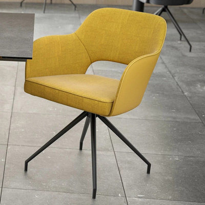 Xample Akante Chicago Yellow Swivel Dining Chair Set Of 2 Swivel Return Seat With Fabric Upholstery, Pu Sides & Metal Frame - image 1