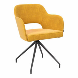 Xample Akante Chicago Yellow Swivel Dining Chair Set Of 2 Swivel Return Seat With Fabric Upholstery, Pu Sides & Metal Frame - thumbnail 3