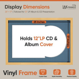 "AK Frames 25X17"" Country Pine Classic Vinyl Record Frame With Pompadour Mount For 12 Inch Lp Cover & Disc - Overlapped Design" - thumbnail 2