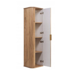 Heze Furniture Elegance Glamour Style 2 Bathroom Cabinets Set 80Cm Vanity Unit & Tall Cabinet In Gold Craft Oak - thumbnail 7