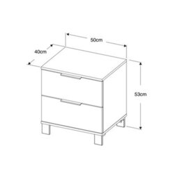 Furneo Modern White 2 Drawer Chest Of Drawers Bedside Cabinet Storage Pine Effect Cozy 02 - thumbnail 2