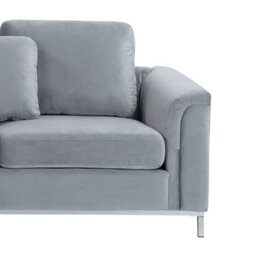 Beliani Corner Sofa 4 Seater Oslo Velvet Grey Right Hand - thumbnail 6