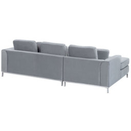 Beliani Corner Sofa 4 Seater Oslo Velvet Grey Right Hand - thumbnail 5