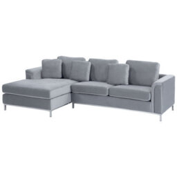 Beliani Corner Sofa 4 Seater Oslo Velvet Grey Right Hand - thumbnail 4