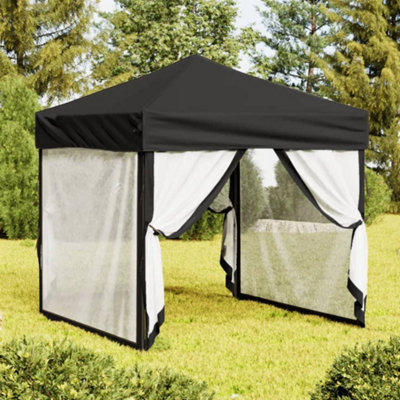 Walplus Folding Party Tent Garden Gazebo Canopy With Sidewalls Black 2X2 M - image 1