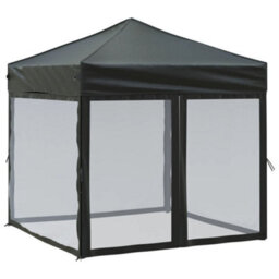 Walplus Folding Party Tent Garden Gazebo Canopy With Sidewalls Black 2X2 M - thumbnail 2