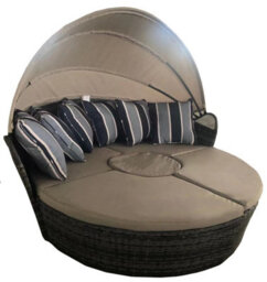 5 Pcs Modular Wicker Garden Daybed,  Rattan Lounge Chair Round Daybed With  Cushion And Waterproof Cover - thumbnail 5