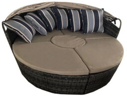 5 Pcs Modular Wicker Garden Daybed,  Rattan Lounge Chair Round Daybed With  Cushion And Waterproof Cover - thumbnail 3