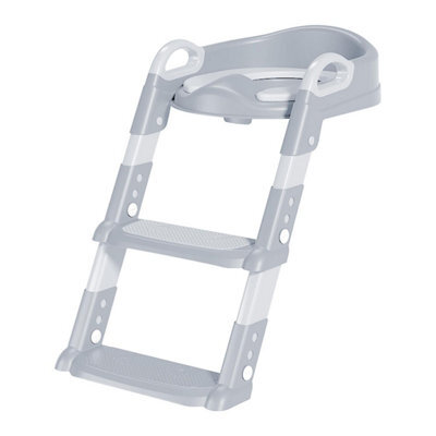 Taylor & Brown Adjustable Potty Ladder Seat With Steps, Cushioned Toddler Toilet Trainer With Handles & Anti-Slip Stool (Grey)