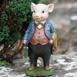 Burgess Gentleman Pig Resin Sculpture Home Garden Piggy Statue Outdoor Animal Ornament Farm Animals British Gift - thumbnail 1
