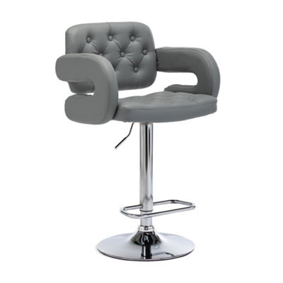 Hnnhome Mercury Pu Swivel Faux Leather Breakfast Kitchen Bar Stool Pub Barstool (Light Grey) - image 1