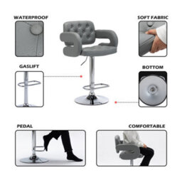 Hnnhome Mercury Pu Swivel Faux Leather Breakfast Kitchen Bar Stool Pub Barstool (Light Grey) - thumbnail 2