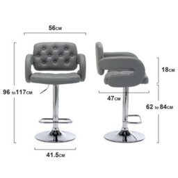 Hnnhome Mercury Pu Swivel Faux Leather Breakfast Kitchen Bar Stool Pub Barstool (Light Grey) - thumbnail 3