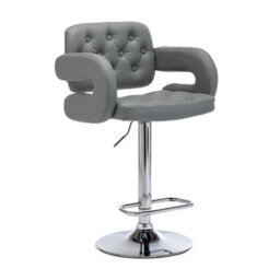 Hnnhome Mercury Pu Swivel Faux Leather Breakfast Kitchen Bar Stool Pub Barstool (Light Grey) - thumbnail 1