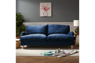 Home Detail Oxford 3 Seater Sofa, Navy Blue Velvet - image 1