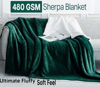 Ameha Emerald Sherpa Fleece Throw Blanket Soft Thick Fluffy Comfort For Bed, Sofa Couch & Travel King 200X240Cm - image 1