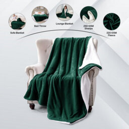 Ameha Emerald Sherpa Fleece Throw Blanket Soft Thick Fluffy Comfort For Bed, Sofa Couch & Travel King 200X240Cm - thumbnail 7
