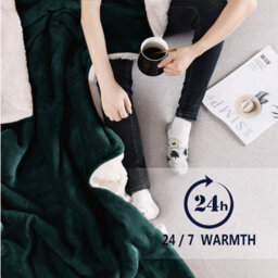 Ameha Emerald Sherpa Fleece Throw Blanket Soft Thick Fluffy Comfort For Bed, Sofa Couch & Travel King 200X240Cm - thumbnail 5