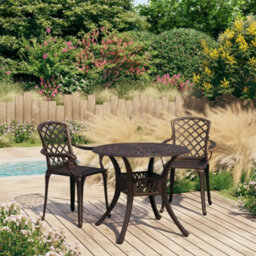 Berkfield 3 Piece Bistro Set Cast Aluminium Bronze