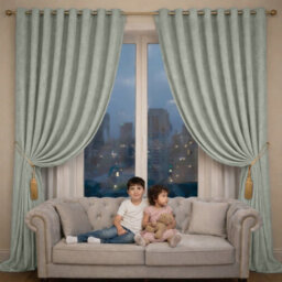 Oxford Homeware Eyelet Sage Green Linen Effect Curtains Fully Lined 100% Blackout Thermal Insulated Curtain Pair (W)228Cmx(L)228Cm - thumbnail 8