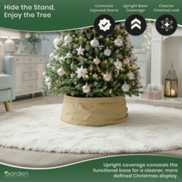 Garden Market Place Pop Up Hessian Christmas Tree Skirt - Christmas Tree Stand Cover - thumbnail 3