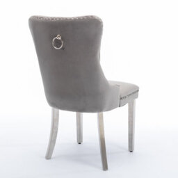 HomeTouch Set Of 6 Grey Velvet Upholstered Dining Chairs Wing Back Home Office Bedroom Kitchen Chairs - thumbnail 8