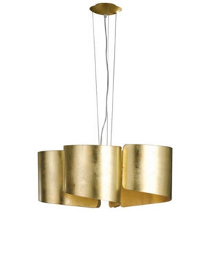 Luminosa Lighting Luminosa Imagine Curved Glass Ceiling Pendant, Golden Leaf, E27