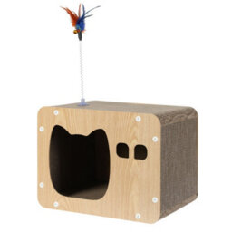 Skylos Cat Scratching Post Cardboard House With Toy Indoor Cat Scratcher - thumbnail 2