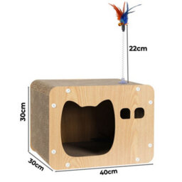 Skylos Cat Scratching Post Cardboard House With Toy Indoor Cat Scratcher - thumbnail 4