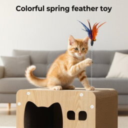 Skylos Cat Scratching Post Cardboard House With Toy Indoor Cat Scratcher - thumbnail 7