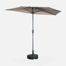 Sweeek - 2.5M Round Half Parasol For Balcony Calvi Beige-Brown - thumbnail 1