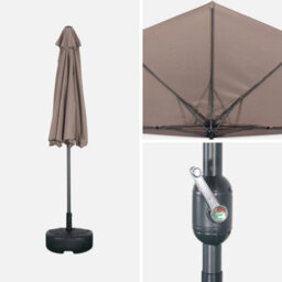 Sweeek - 2.5M Round Half Parasol For Balcony Calvi Beige-Brown - thumbnail 4