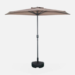 Sweeek - 2.5M Round Half Parasol For Balcony Calvi Beige-Brown - thumbnail 2