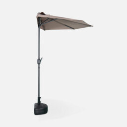 Sweeek - 2.5M Round Half Parasol For Balcony Calvi Beige-Brown - thumbnail 3