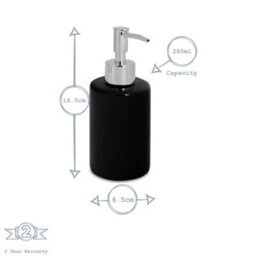 Harbour Housewares Ceramic Soap Dispenser - 280Ml - Black - thumbnail 3
