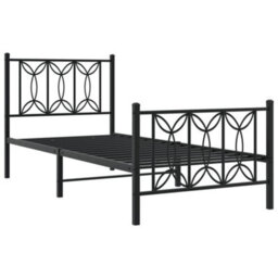 Berkfield Metal Bed Frame Without Mattress With Footboard Black 80X200Cm - thumbnail 3