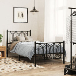 Berkfield Metal Bed Frame Without Mattress With Footboard Black 80X200Cm - thumbnail 1