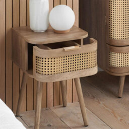 Birlea Pair Of Rattan Bedside Cabinet 1 Drawer Oak  Sark  Side Table - thumbnail 6